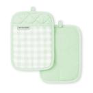 Conjunto de 2 suportes para panelas KitchenAid Gingham Pistachio, 18 x 25 cm