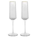 Conjunto de 2 Taças de Champanhe de Cristal Martelado com Fio de Ouro Petra 300ml - Lyor