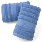 Conjunto de 2 toalhas de mão Jacquotha Ribbed 480 GSM de algodão (azul)