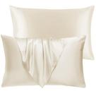 Conjunto de 2 travesseiros BHZ Queen Size com estojos de cetim bege