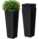 Conjunto de 2 vasos altos de resina Devoko para exterior, preto, 81 cm