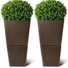 Conjunto de 2 Vasos Altos T4U de 63 cm para Exterior com Rodas Conjunto de 2 Vasos Altos T4U de 63 cm para Exterior com Rodas
