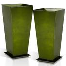 Conjunto de 2 Vasos de Metal Verdes Altos Worth de 71 cm Quadrados