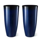 Conjunto de 2 vasos para plantas Glitzhome, 76 cm de altura, azul, para área externa Conjunto de 2 vasos para plantas Glitzhome, 76 cm de altura, azul, para área externa