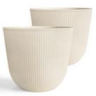 Conjunto de 2 Vasos Redondos Worth Bege 44cm x 39cm em Plástico