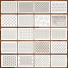 Conjunto de 20 Estênceis Sashiko em Plástico Natural (21x15cm) Conjunto de 20 Estênceis Sashiko em Plástico Natural (21x15cm)