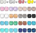 Conjunto de 20 pares de brincos druzy, brincos de aço inoxidável, brincos perfurados, joias para mulheres e meninas