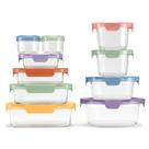 Conjunto de 20 Peças para Armazenamento de Alimentos Ello Color Lock - Vidro com Tampas de Plástico