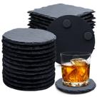 Conjunto de 24 peças Coasters Cymuber Slate Stone, 10 cm, preto