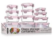 Conjunto de 24 Potes de Vidro para Armazenamento de Alimentos BAKKENMASTER Rosa