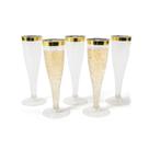 Conjunto de 24 taças de champanhe prestee com borda dourada de 130 ml Conjunto de 24 taças de champanhe prestee com borda dourada de 130 ml