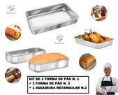 Conjunto De 3 Assadeiras Com 1 Forma De Pão N. 1 + 1 Forma de Pão N. 2 + 1 Assadeira Retangular N. 2