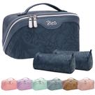 Conjunto de 3 bolsas de maquiagem de viagem BOYATU com grande capacidade, azul escuro