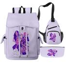 Conjunto de 3 bolsas Maneskines Satchel, mochila escolar de anime com impressão 3D para crianças