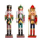 Conjunto De 3 Bonecos Quebra-Nozes De Madeira Pintados À Mão De 30CM, Enfeites De Natal Para