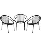 Conjunto de 3 Cadeiras Eclipse de Área, Fibra Sintética, Varanda, Decor, Artesanal - PANERO 01