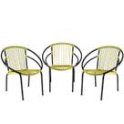 Conjunto de 3 Cadeiras Eclipse de Área, Fibra Sintética, Varanda, Decor, Artesanal - PANERO