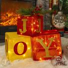 Conjunto de 3 caixas de presente iluminadas de Natal Hourleey com 60 LED Conjunto de 3 caixas de presente iluminadas de Natal Hourleey com 60 LED
