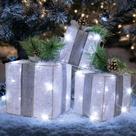 Conjunto de 3 caixas de presente iluminadas de Natal Hourleey com 60 LED Conjunto de 3 caixas de presente iluminadas de Natal Hourleey com 60 LED
