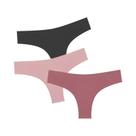 Conjunto De 3 Calcinhas Brasileiras Sem Costura De Cintura Baixa Para Mulheres, Cor Sólida,