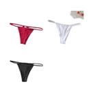 Conjunto De 3 Calcinhas G-string De Algodão Com Cintura Baixa Para Mulheres, Sexy, Respirável E