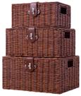 Conjunto de 3 Cestas de Armazenamento Homepeaz - Trançadas com Tampa e Fecho