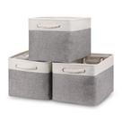 Conjunto de 3 cestos de armazenamento Bidtakay para organizar branco e cinza