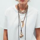 Conjunto de 3 colares com corrente e pingente de chifre