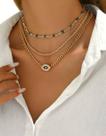 Conjunto de 3 Colares Joia com Pingente Olho Grego Dourado Cor:Dourado