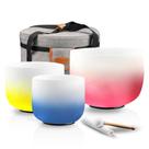 Conjunto de 3 conjuntos de chakras Ryan Dvan Quartz Crystal Singing Bowl