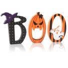 Conjunto de 3 decorações de mesa de madeira COCHIE Halloween BOO