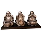 Conjunto de 3 esculturas em castiçal com estátuas de Buda