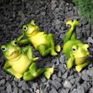 Conjunto de 3 Estatuetas de Sapo LEGIFO em Resina para Decoração de Jardim