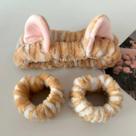 Conjunto De 3 Faixas De Cabelo De Pelúcia Com Orelhas De Gato E Estampa De Leopardo Para Mulheres, E