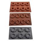 Conjunto de 3 formas de silicone para assar biscoitos e donuts