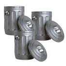 Conjunto de 3 latas de lixo prateadas para bonecos de ação de luta livre
