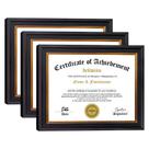 Conjunto de 3 molduras Diploma Frames DEKWINN em ouro preto 8,5x11 com vidro real