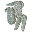 Conjunto de 3 peças 2 Body Manga Longa e Curta + Calça Masculino para Bebê Recém Nascido Infantil Criança Tamanho:GCor: