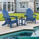 Conjunto de 3 Peças Cadeira Adirondack Dobrável LUE BONA Azul Marinho