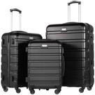 Conjunto de 3 peças de bagagem Coolife Suitcase Spinner Hardshell Black