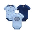 Conjunto De 3 Peças De Body De Manga Curta Para Bebê Menino 100% Algodão Com Estampa De Desenho Conjunto De 3 Peças De Body De Manga Curta Para Bebê Menino 100% Algodão Com Estampa De Desenho
