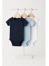 Conjunto de 3 peças de Bodysuit Kimono de Manga Curta de cor sólida para bebês masculinos
