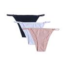 Conjunto De 3 Peças De Calcinhas De Algodão Ajustáveis De Cintura Baixa Para Mulheres, Lingerie Sexy