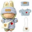 Conjunto de 3 peças de crochê feito à mão Clothes for LABUBU Doll (azul)