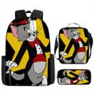 Conjunto de 3 peças de mochila escolar Tom and Jerry Cartoon para crianças