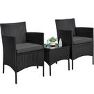 Conjunto de 3 peças para área externa em rattan PE preto Yaheetech