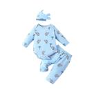 Conjunto De 3 Peças Para Bebê Recém-Nascido Com Estampa De Elefante E Balão, Roupa De Escalada,