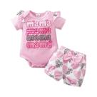 Conjunto De 3 Peças Para Bebês Com Design De Corações Rosa E Laço, Manga Curta, Para Meninas De 0 a