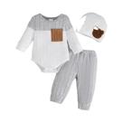 Conjunto De 3 Peças Para Bebês Recém-nascidos, Com Bloco De Cores, Manga Comprida, Calças, Chapéu