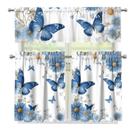 Conjunto de 3 peças para cortinas de janela de cozinha Wiryuouvt Teal Floral